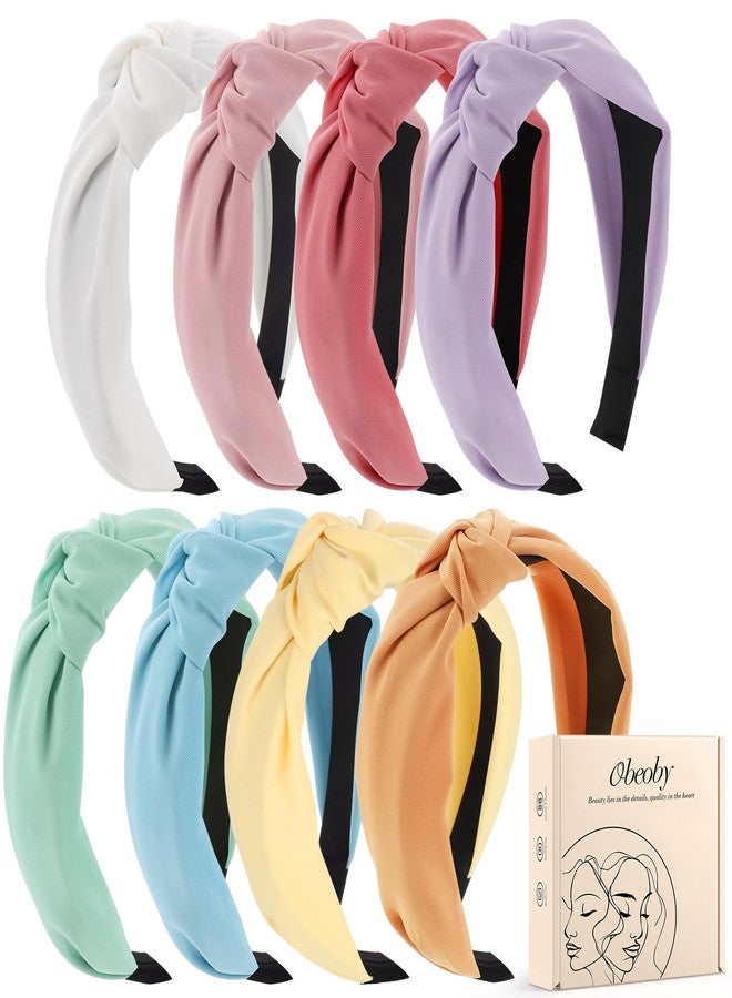 obeoby 8Pcs Headbands for Women, Knotted Headbands Valentines Day Gifts for Teen Girls Light Solid Color Series Hair Accessories Trendy Stuff - Image 1